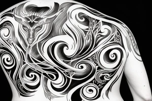 Saggitarius capricorn full back tattoo idea