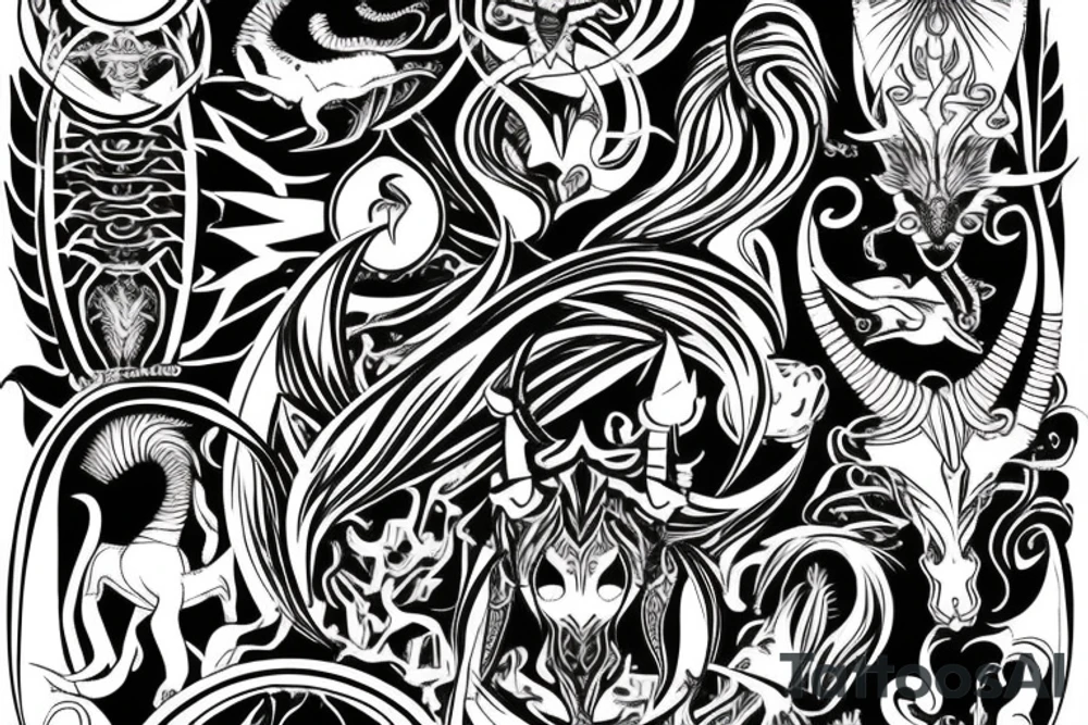 Saggitarius capricorn full back tattoo idea