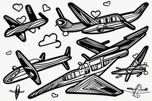 airplane with helicopter in love tattoo idea