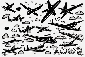 airplane with helicopter in love tattoo idea