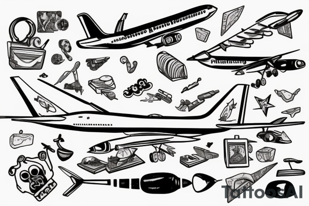 airplane with cheese tattoo idea