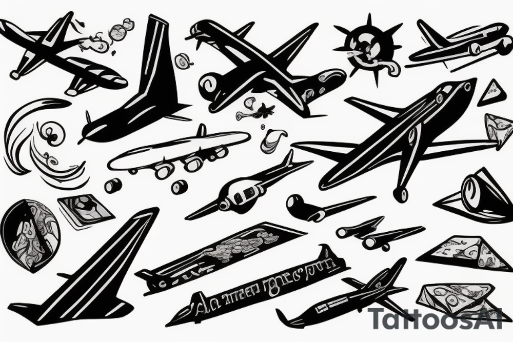 airplane with cheese tattoo idea