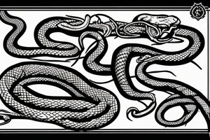 Vicious snake wrapped around scales of justice tattoo idea