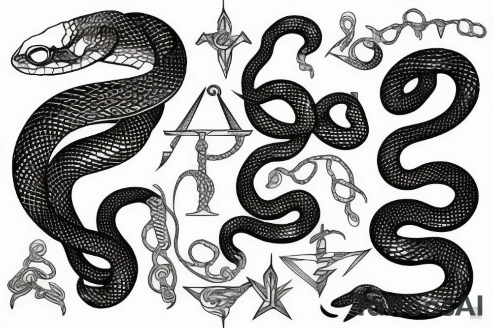 Snake and scales of justice tattoo idea