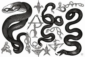 Snake and scales of justice tattoo idea