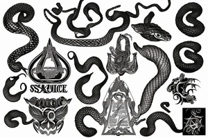 Snake and scales of justice tattoo idea