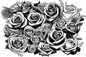 Chest lettering rose birds clouds ocean tattoo idea