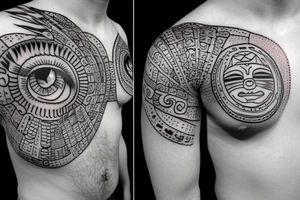 Chest peace one eyeball and for the pupil put the Mayan calendar tattoo idea