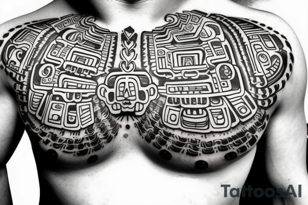 Chest piece Mayan calendar as the pupil tattoo idea