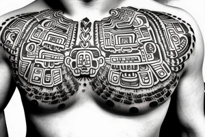 Chest piece Mayan calendar as the pupil tattoo idea
