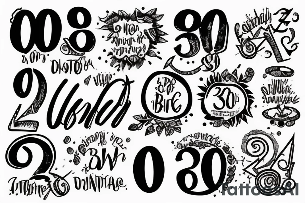 A sign for 30th birthday including a motivation sentence in ancient languages tattoo idea