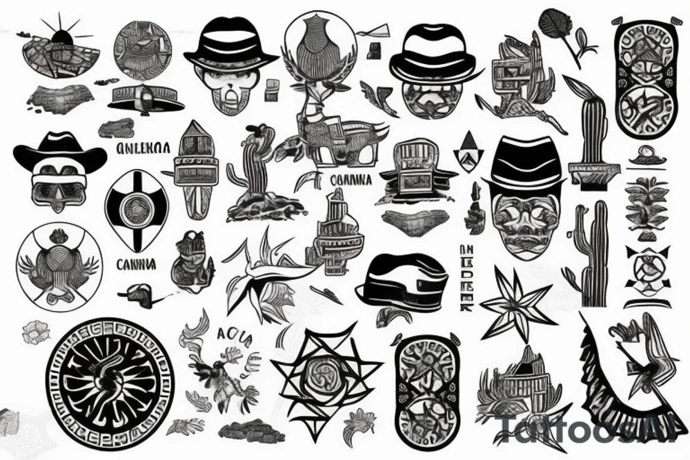 combine the country maps of Mexico and Vietnam through the middle tattoo idea