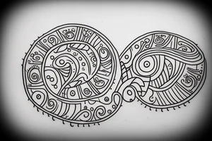 Line Tattoo representing mom dad and brother in warli format including my fiancé joining my life tattoo idea