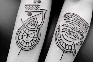 Line Tattoo which is very tiny representing mom dad and brother in warli format including my fiancé joining my life tattoo idea