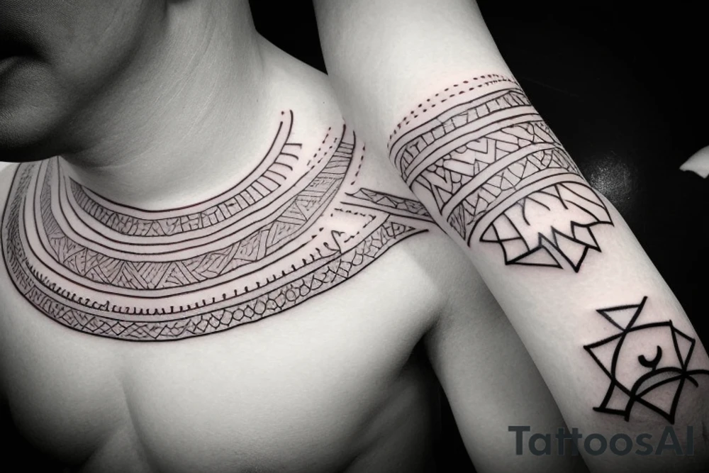 Line Tattoo which is very tiny representing mom dad and brother in warli format including my fiancé joining my life tattoo idea
