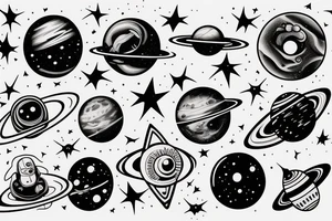 outerspace, planets, black hole, astronaut tattoo idea