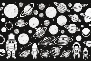 outerspace, planets, black hole, astronaut tattoo idea