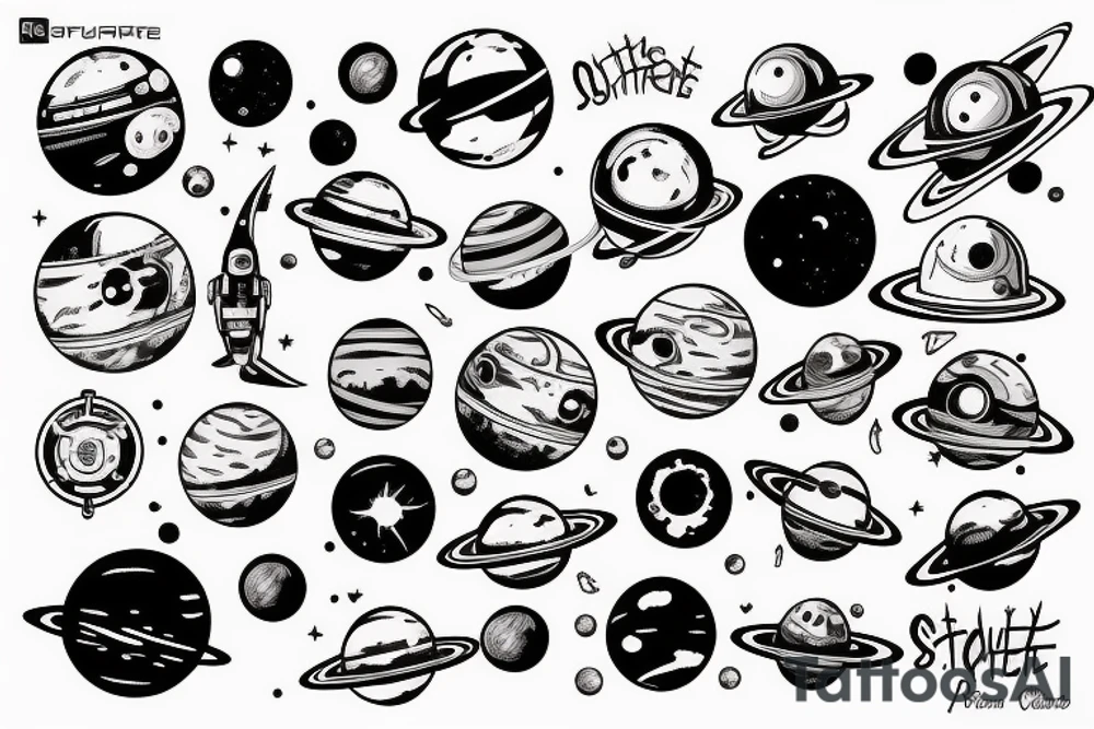 outerspace, planets, black hole, astronaut tattoo idea