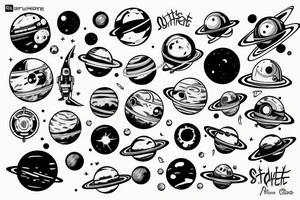 outerspace, planets, black hole, astronaut tattoo idea