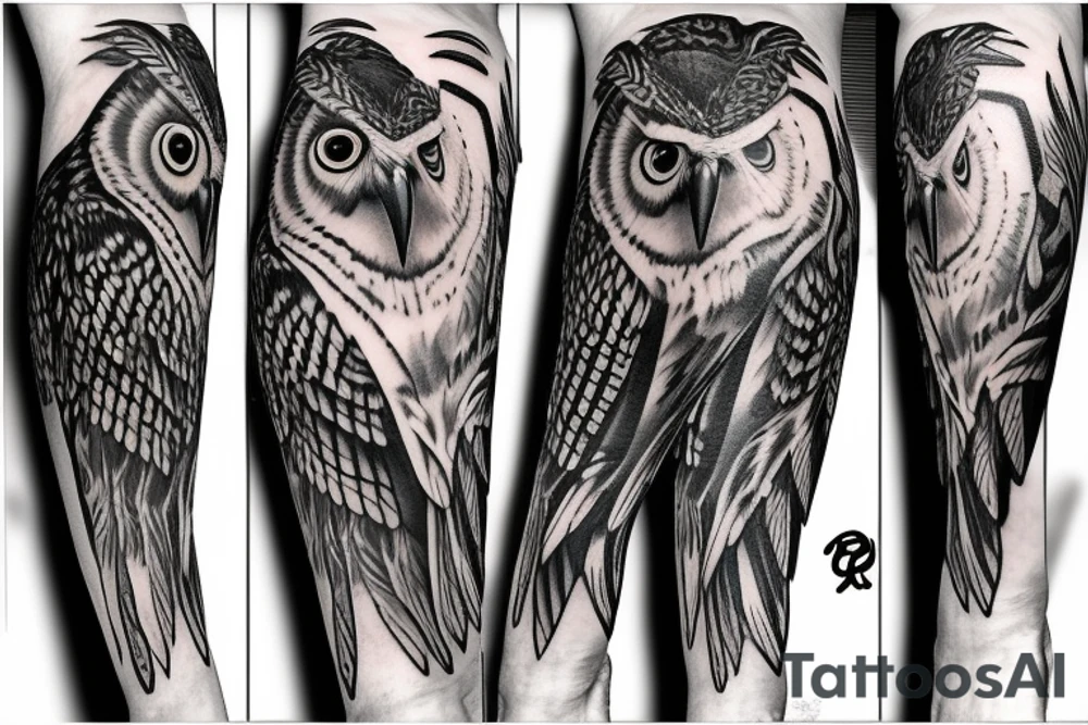 flying owl tattoo idea
