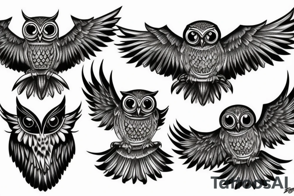 flying owl tattoo idea