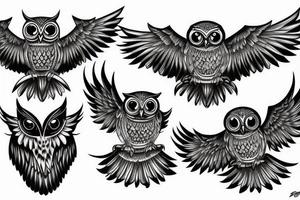flying owl tattoo idea