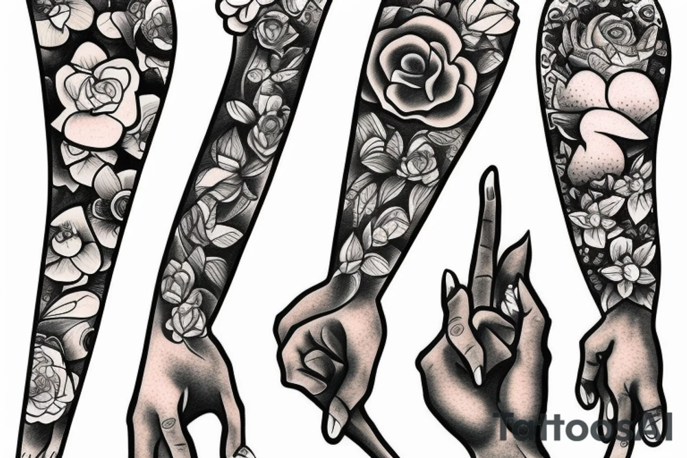 so long we become the flowers
two hands tattoo idea