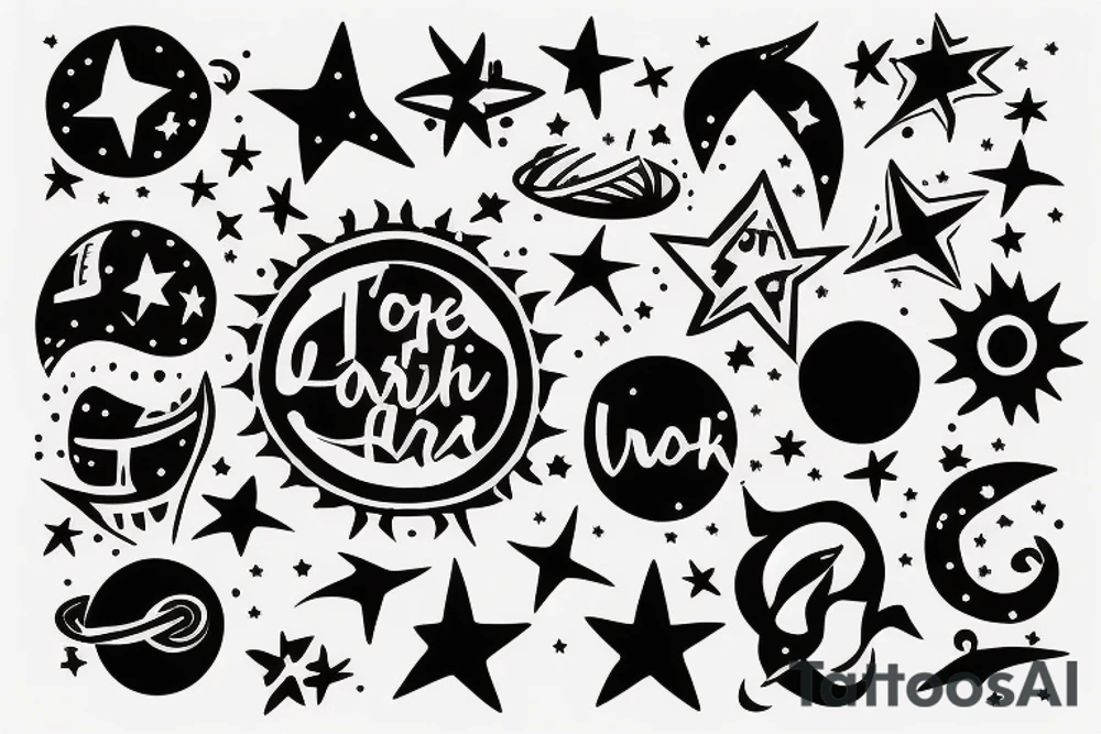 To the stars and back and three times around the world tattoo idea