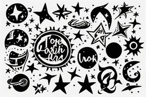 To the stars and back and three times around the world tattoo idea