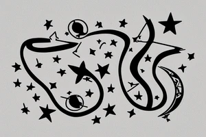 A line going to the stars and back and than three times around the world tattoo idea