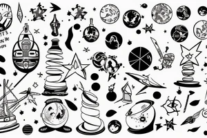 A line going to the stars and back and than three times around the world tattoo idea