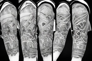 firefighter with axe and hose tattoo idea
