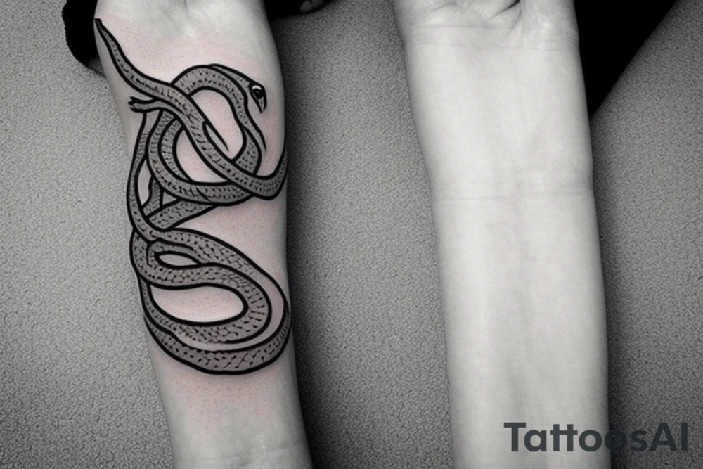 Snake minimal design on forearm tattoo idea