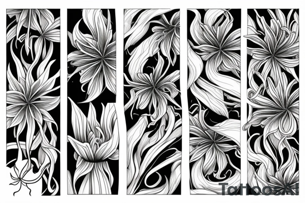 Chibli,spider lily flower,moon,dragon tattoo idea