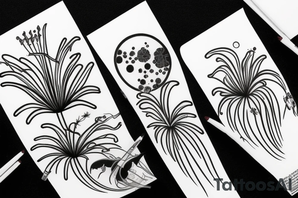 Chibli,spider lily flower,moon,dragon tattoo idea