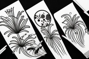 Chibli,spider lily flower,moon,dragon tattoo idea