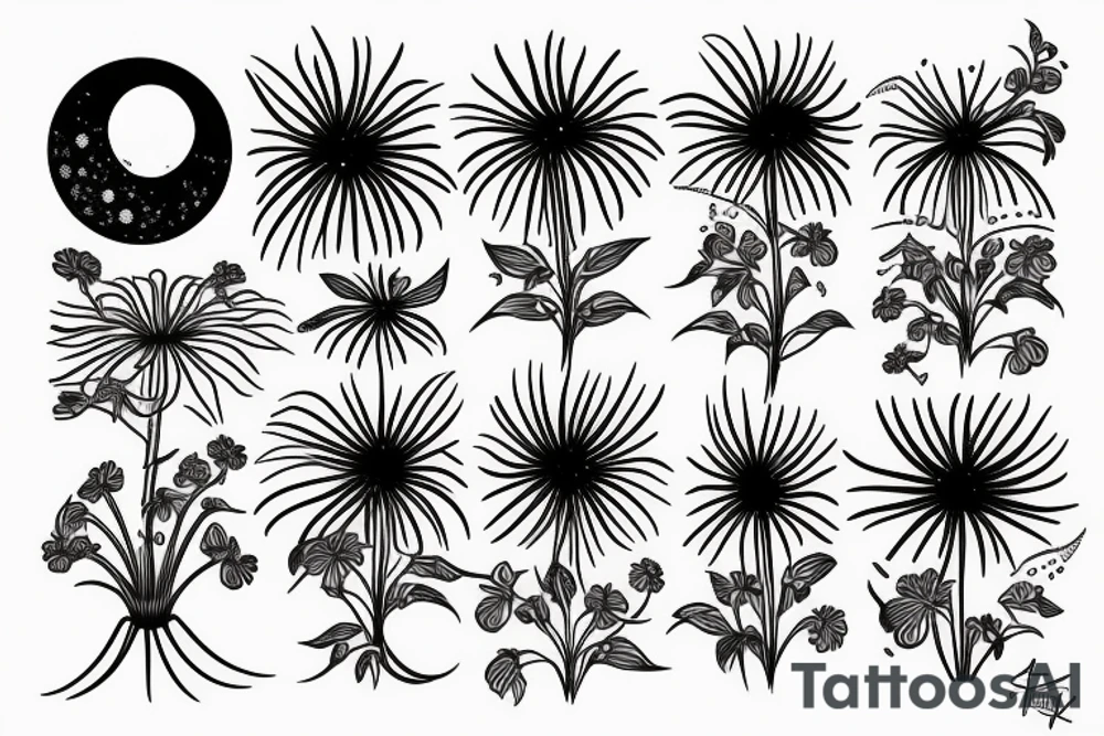 spider lily flower with a moon and dragon tattoo idea