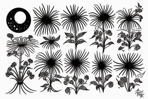spider lily flower with a moon and dragon tattoo idea