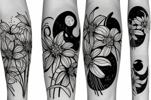 spider lily flower with a moon and dragon tattoo idea