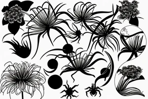 spider lily flower with a moon and dragon tattoo idea