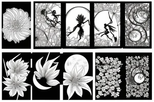 spider lily flower with a moon and dragon tattoo idea