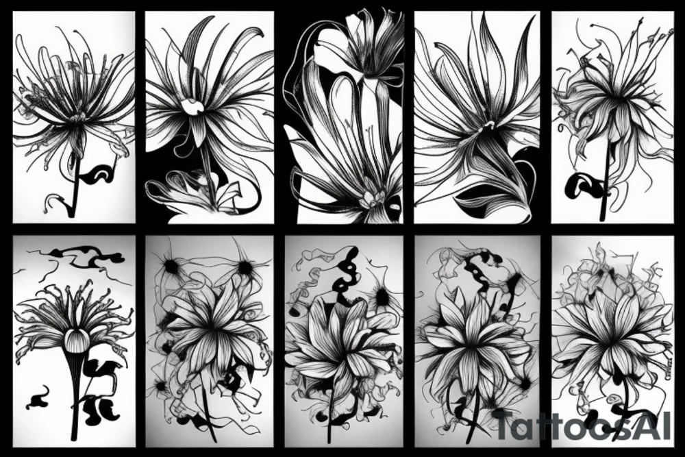 spider lily flower with a dragon tattoo idea
