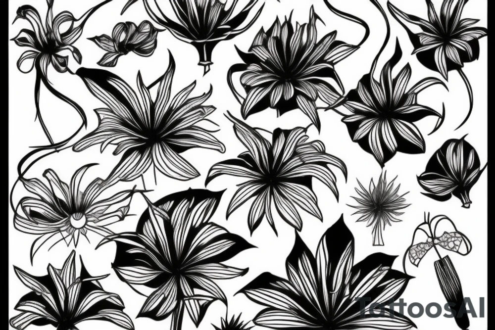 spider lily flower with a dragon tattoo idea