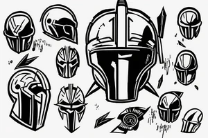 spartan helmet disintegrates into pixels tattoo idea