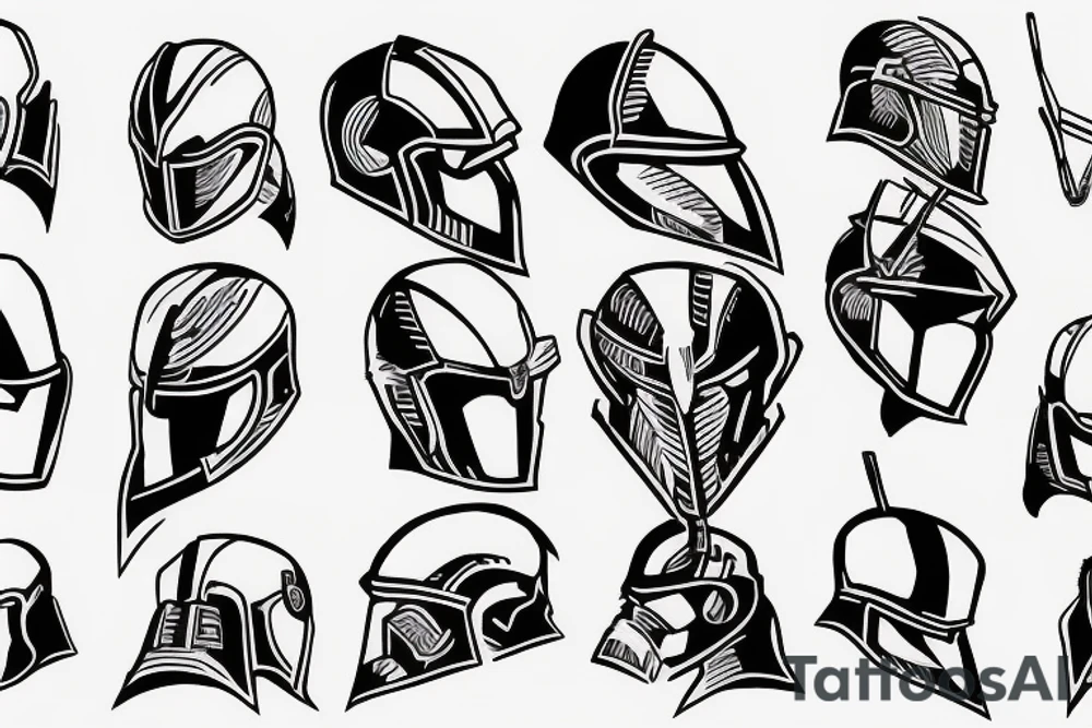 spartan helmet disintegrates into pixels tattoo idea