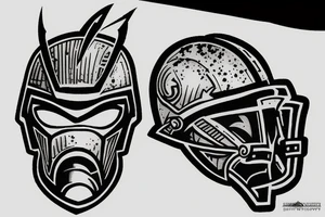 spartan helmet disintegrates into pixels tattoo idea