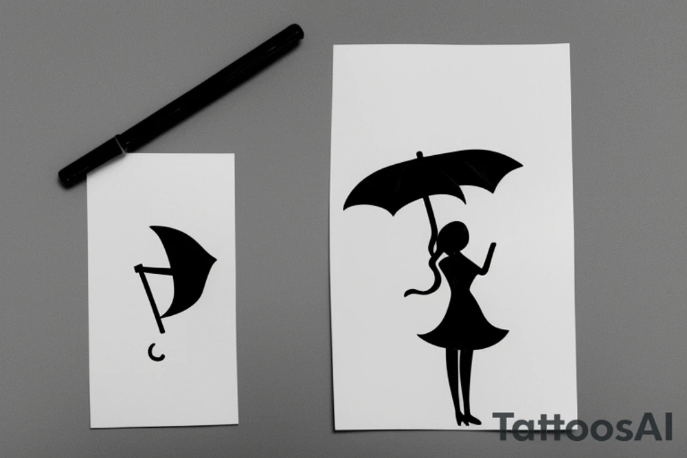 Girl and umbrella flying away small simple tattoo idea