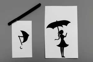 Girl and umbrella flying away small simple tattoo idea
