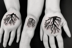a withered tree grows from the palm of your hand tattoo idea