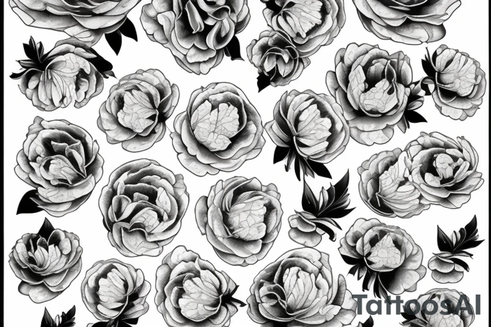 Big tattoo on the hip, peonies tattoo idea